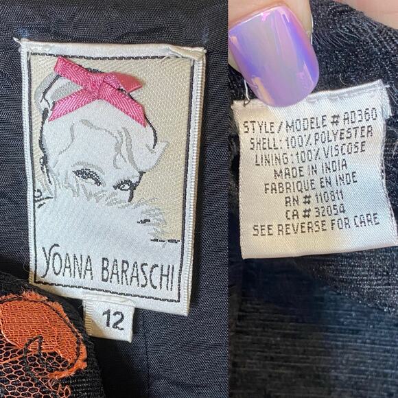 Yoana Baraschi Anthropologie Mirissa Dress Black Copper Fit Flare Lace size 12 - Picture 6 of 7